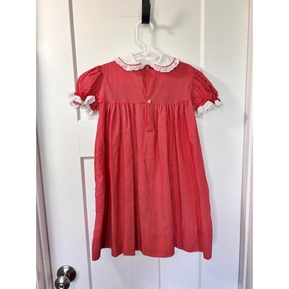 Vintage Jayne Copeland‎ Girls Striped Puff Sleeve Shift Dress Red White Size 6X - Picture 6 of 12